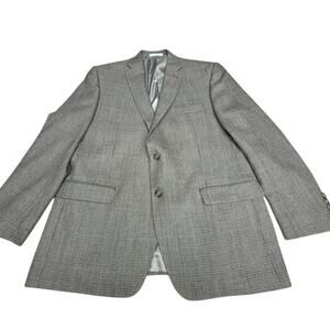 "Chaps" Men's Houndstooth‎ Brown & Black Blazer SZ 44R 100% Wool Single Vent!